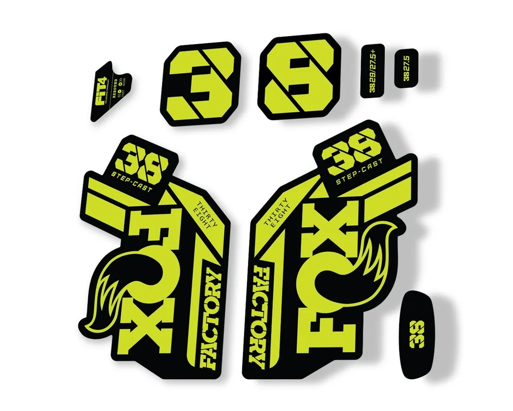 FOX 38 Step Cast SC 2021 Factory Fork Decals Suspension Sticker Lime Green