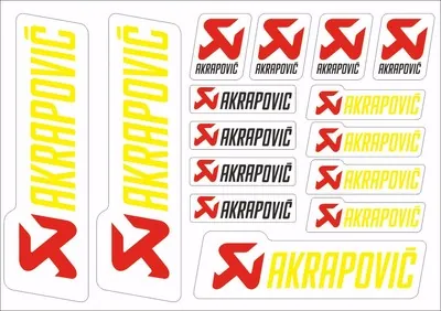 Akrapovic Decals Stickers for Exhaust Graphic Set Vinyl Adhesive 15 Pcs White