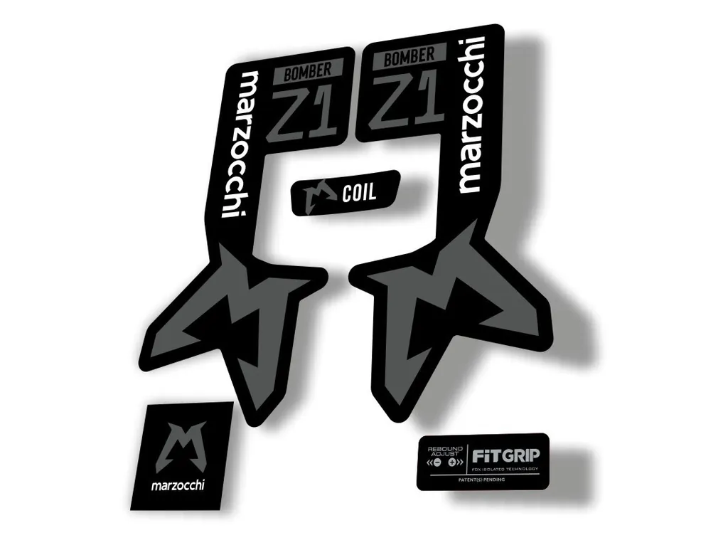 Marzocchi Bomber Z1 2025 2025 Fork Suspension Sticker Decal Kit Adhesive Gray