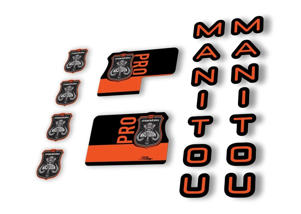 Manitou Mastadon Pro 2020 Fork Suspension Decal Kit Sticker Set Orange