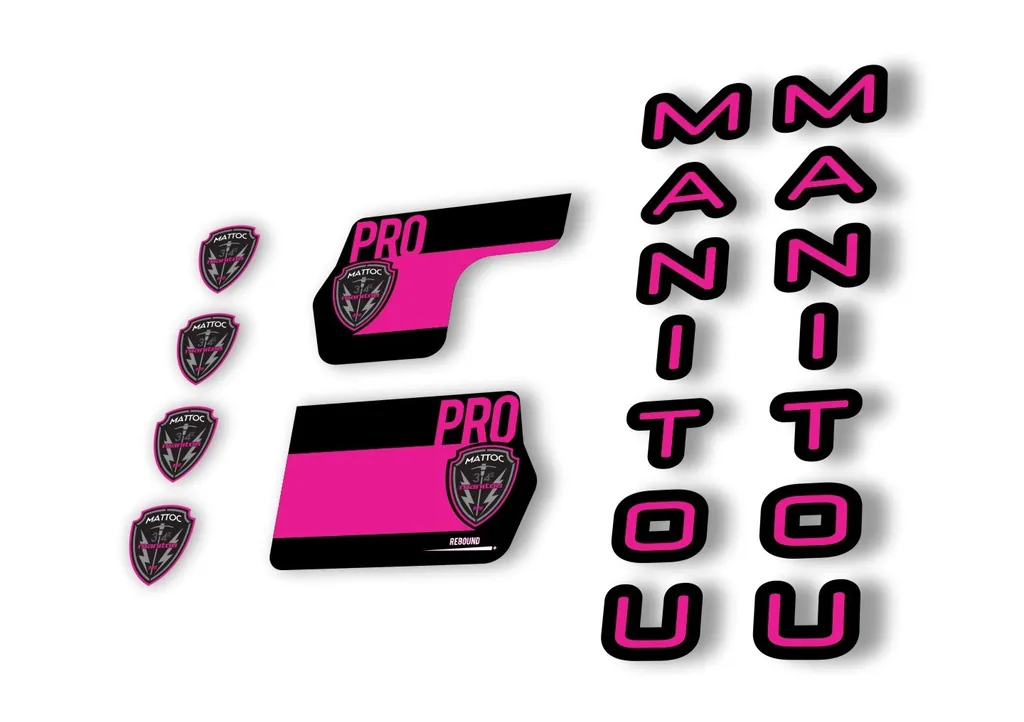 Manitou Mattoc Pro 2020 Fork Suspension Decal Kit Sticker Set Pink