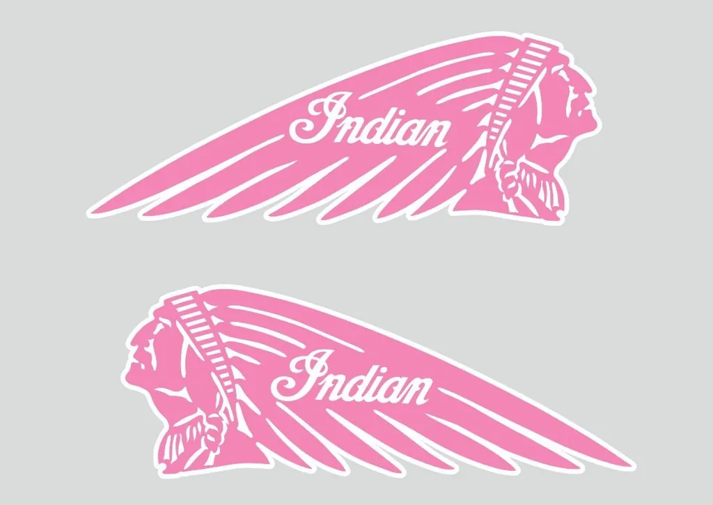 INDIAN WAR BONNET MOTORCYLES Vinyl Decal Adhesive Sticker 8.5" x 3.5 Pink 2 Pcs