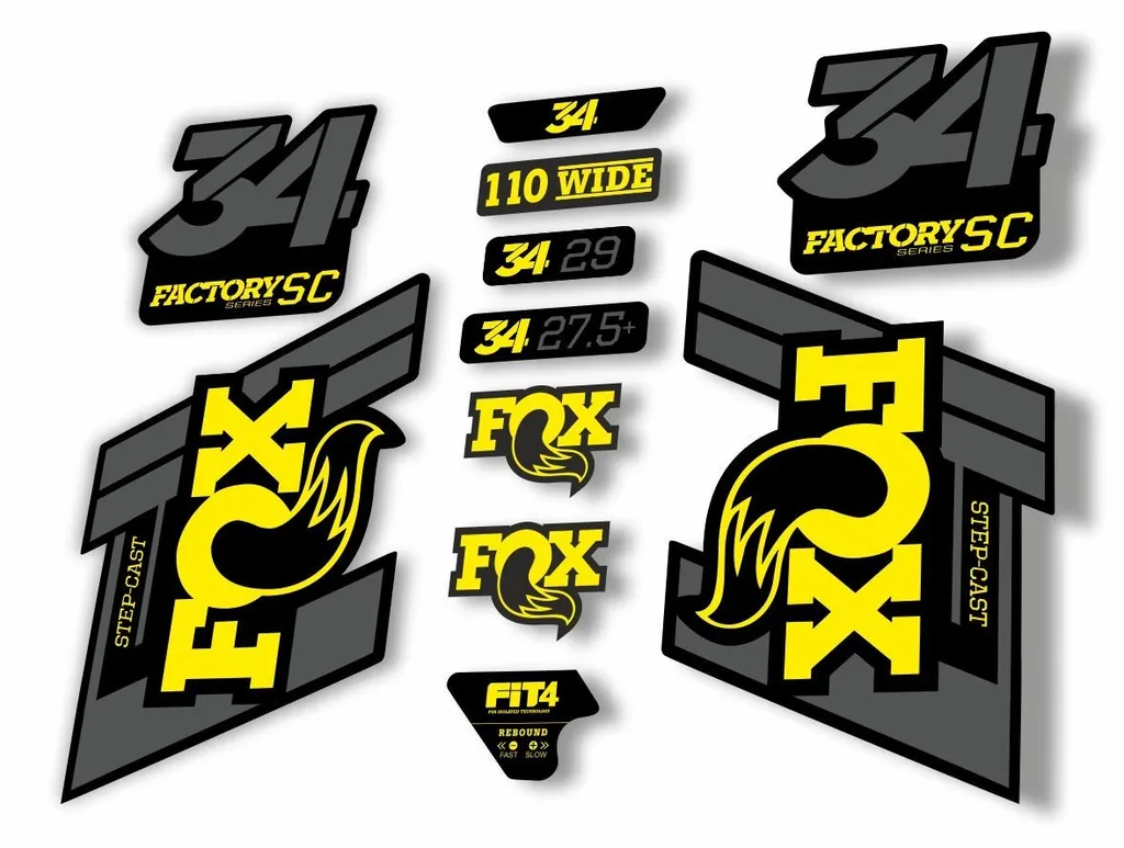 FOX 34 Step Cast SC 2019 Fork Suspension Factory Decal Sticker Yellow Gray