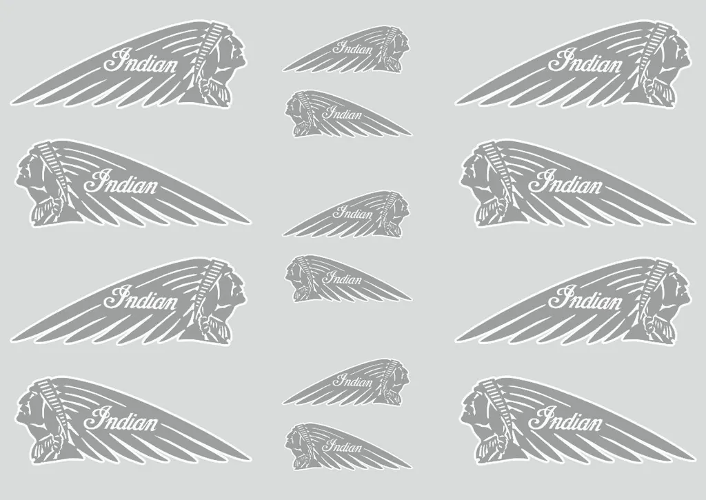 INDIAN WAR BONNET Motorcycles Vinyl Decal Adhesive Helmet Sticker Gray 14Pcs