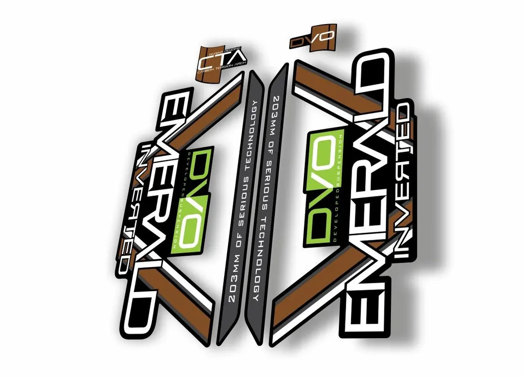 DVO 2016 EMERALD 27.5 - 29 Fork Suspension Sticker Decal Kit Adhesive Brown
