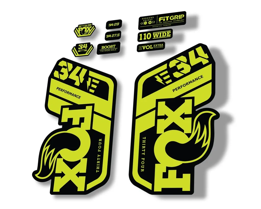 FOX 34 Performance E Bike 2021 Factory Fork Decals Suspension Sticker Lime Green
