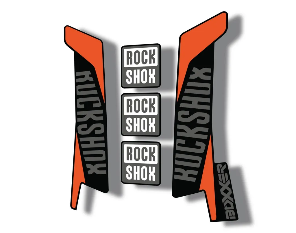 Rock Shox BOXXER 2017 Mountain Bike Cycling Decal Kit Sticker Orange Gray