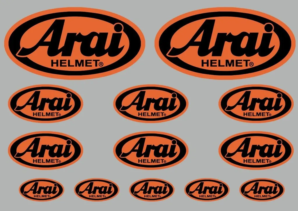 ARAI Helmet Decals Stickers Vinyl Graphic Set Logo Adhesive Kit Orange 13 Pcs