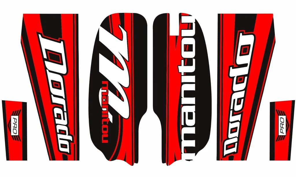 Manitou Dorado Pro Fork Suspension Graphic Decal Kit Sticker Set Red