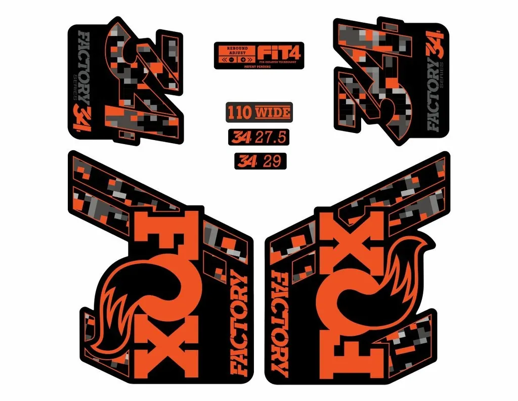 FOX 34 Float 2018-19 Fork Suspension Factory Decal Sticker Adhesive Pixel Orange