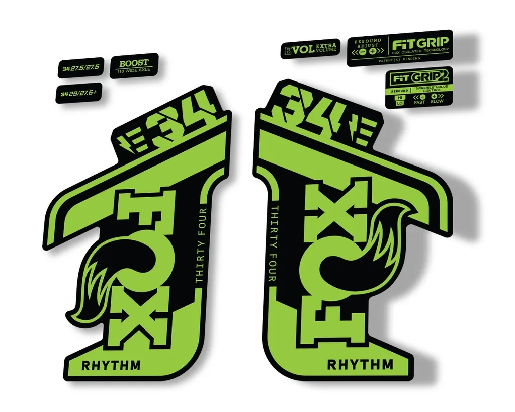 FOX 34 Rhythm E Bike 2021 Fork Decals Suspension Sticker Adhesive Green