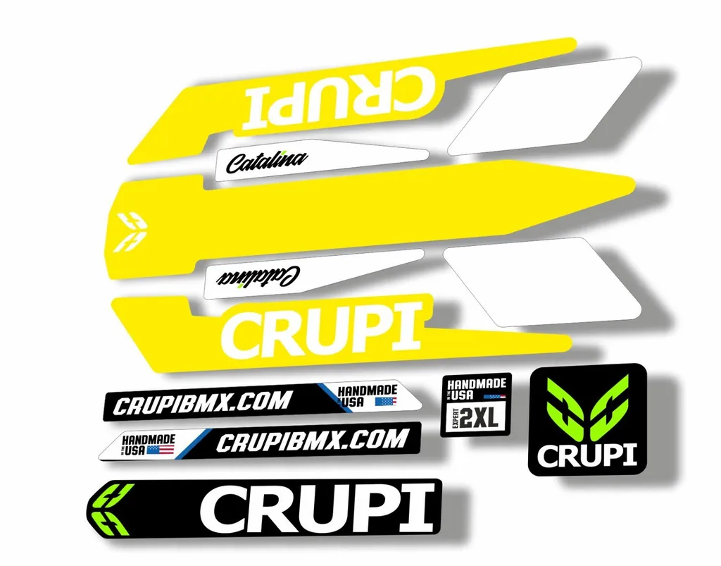 Bicycle Vinyl Frame Stickers – Compatible with CRUPI BMX Bikes – Yellow