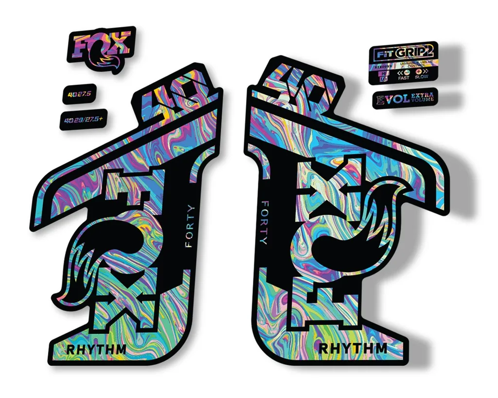 FOX 40 Rhythm 2021 Fork Decals Suspension Sticker Adhesive Oil Slick 1