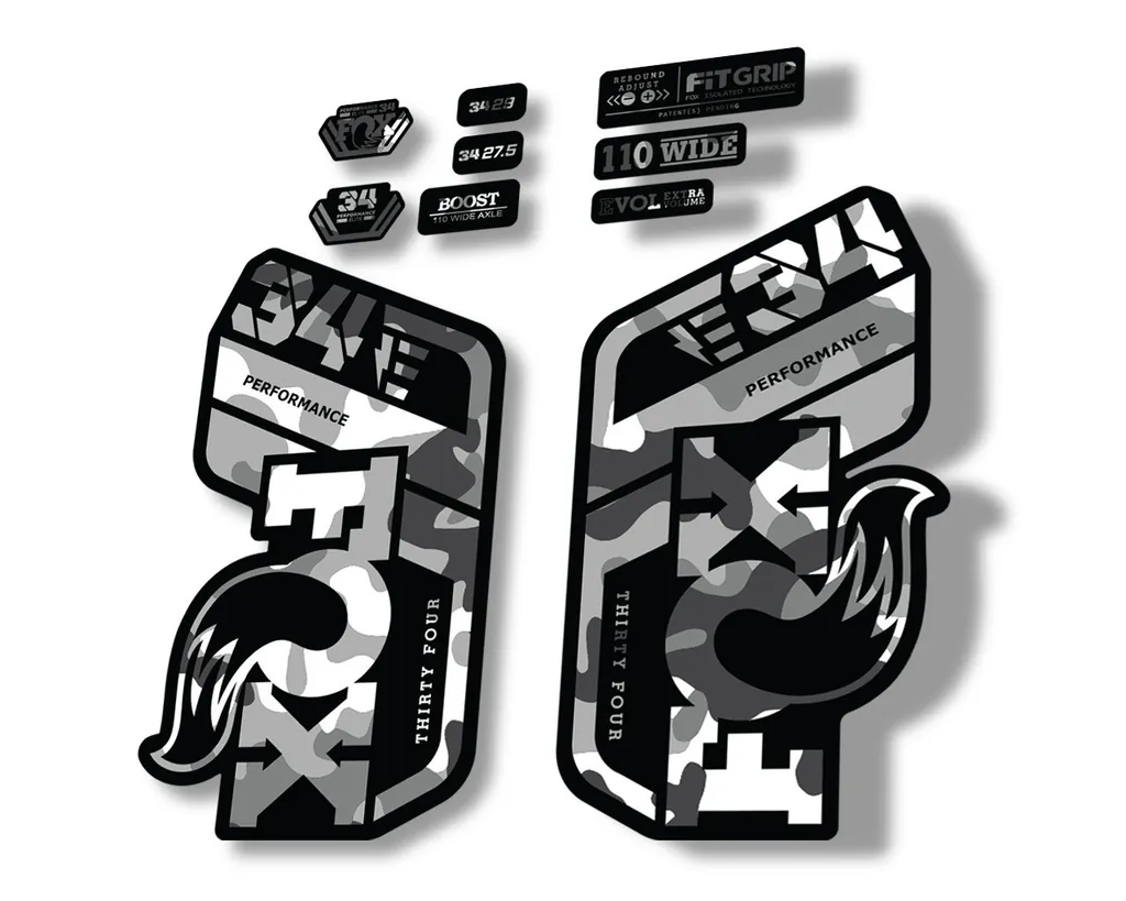 FOX 34 Performance E Bike 2021 Factory Fork Decals Suspension Sticker White Camo