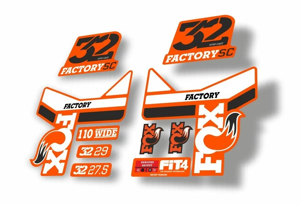 FOX 32 Step Cast SC  Fork Suspension Factory Decal Stickers Adhesive Orange1