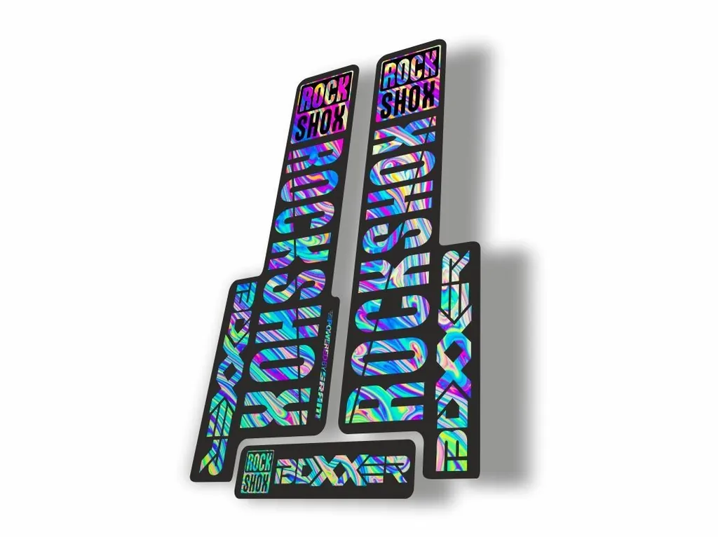 Rock Shox BOXXER 2018 Mountain Bike Cycling Decal Kit Sticker Oil Slick 1