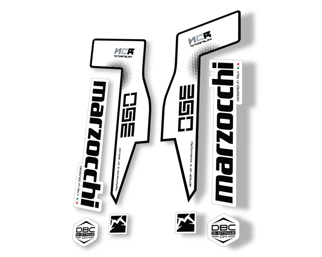 Marzocchi 350 NCR Titanium Fork Suspension Sticker Decal Adhesive Kit Black