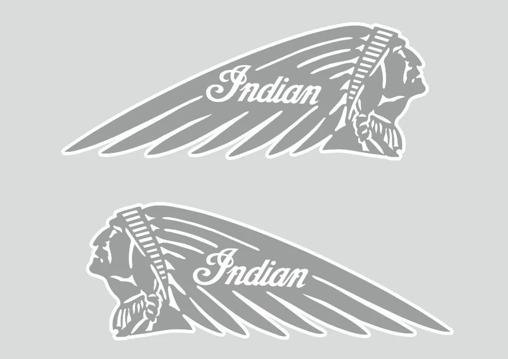 INDIAN WAR BONNET MOTORCYLES Vinyl Decal Adhesive Sticker 8.5" x 3.5 Gray 2 Pcs