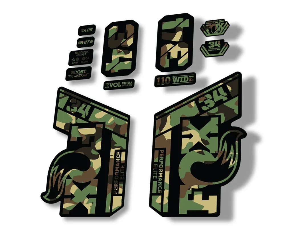 FOX 34 Performance Elite 2021 Factory Fork Decals Suspension Sticker Camo