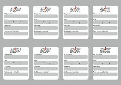 8x SELENIA Oil Change Service Reminder Stickers Decals Adhesive Labels Die Cut