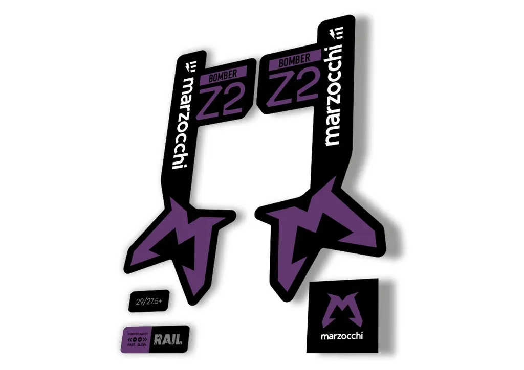 Marzocchi Bomber Z2 Eoptimized 2025 Fork Suspension Sticker Decal Kit Purple