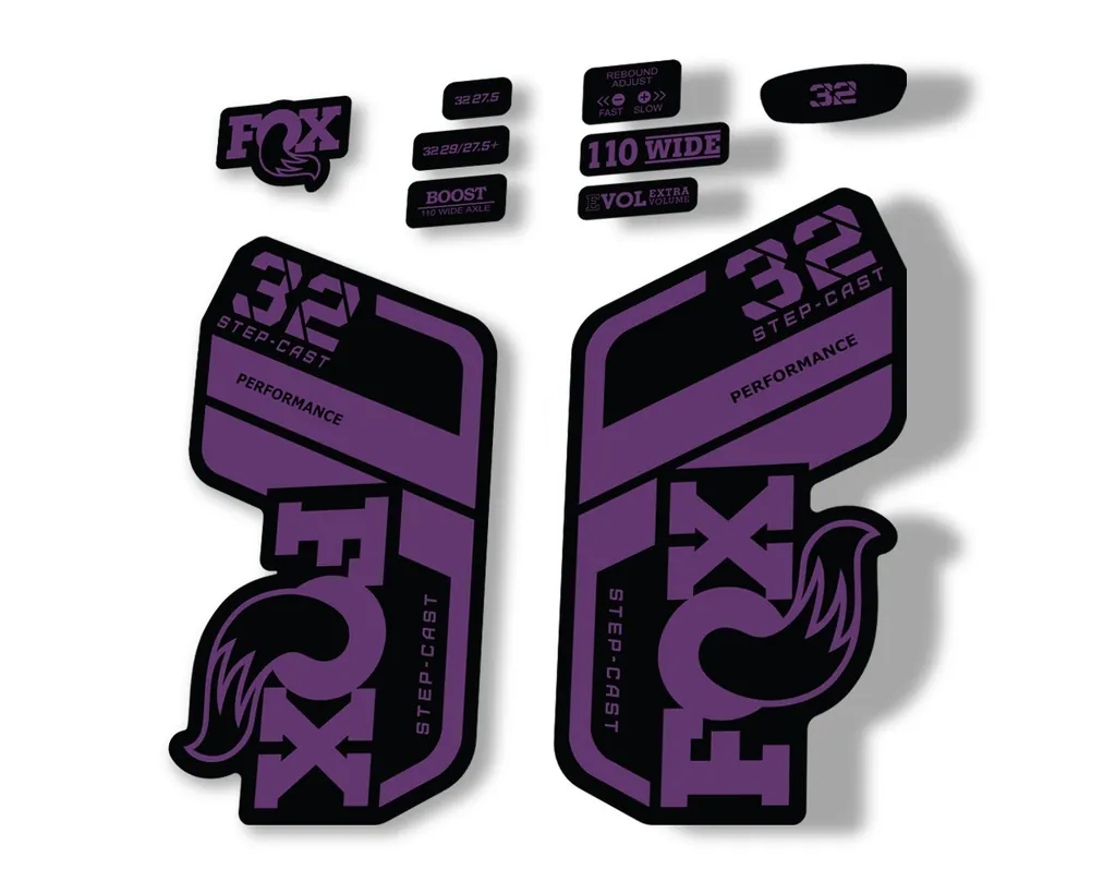 FOX 32 Step Cast Perf. 2021 Factory Fork Decals Suspension Sticker Purple
