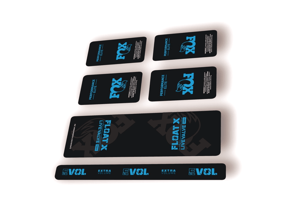 FOX Float X 2025 Elite Live Valve NEO Rear Shock Decal Sticker Kit Adhesive Blue