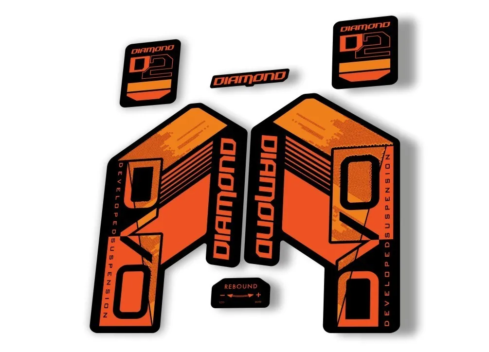 DVO Diamond D2 2020 Fork Suspension Sticker Decal Kit Adhesive Orange