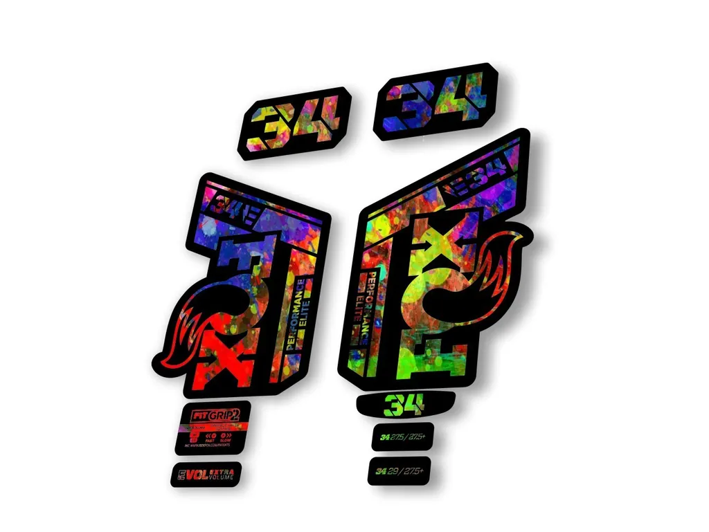 Fox 34 2022 Performance Elite E Bike Fork Decals Suspension Sticker Oil Slick