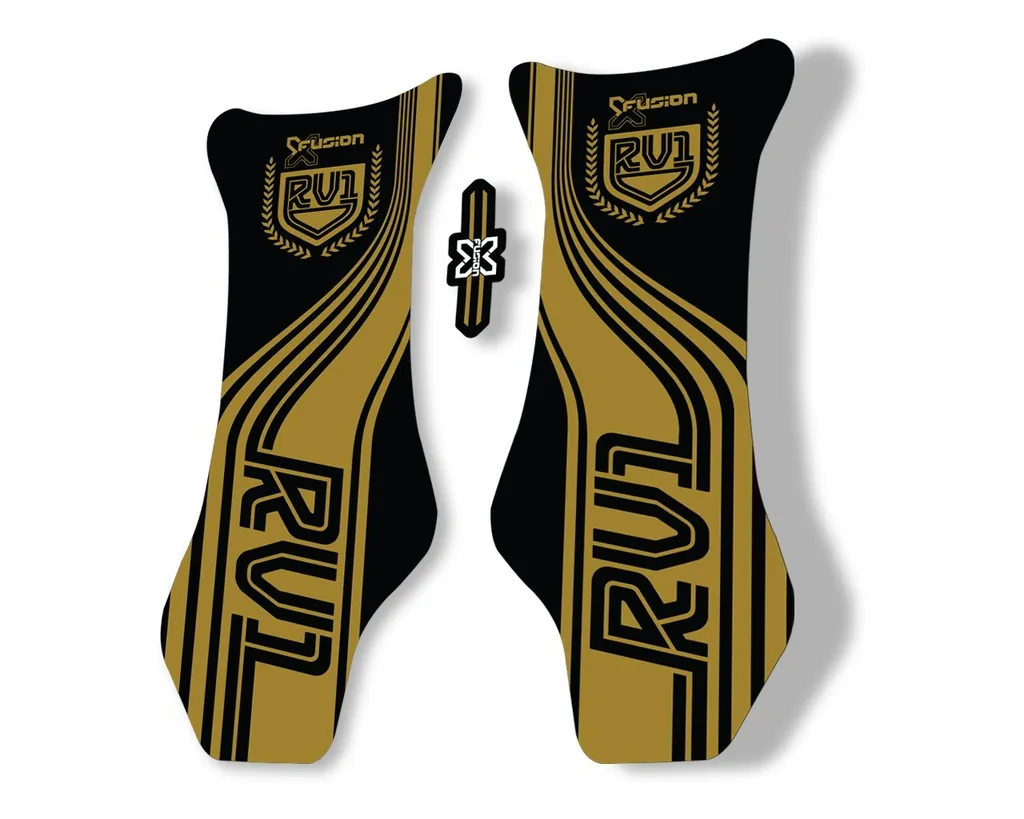 X Fusion RV1 2018 Front Shock Suspension Sticker Factory Decal Gold