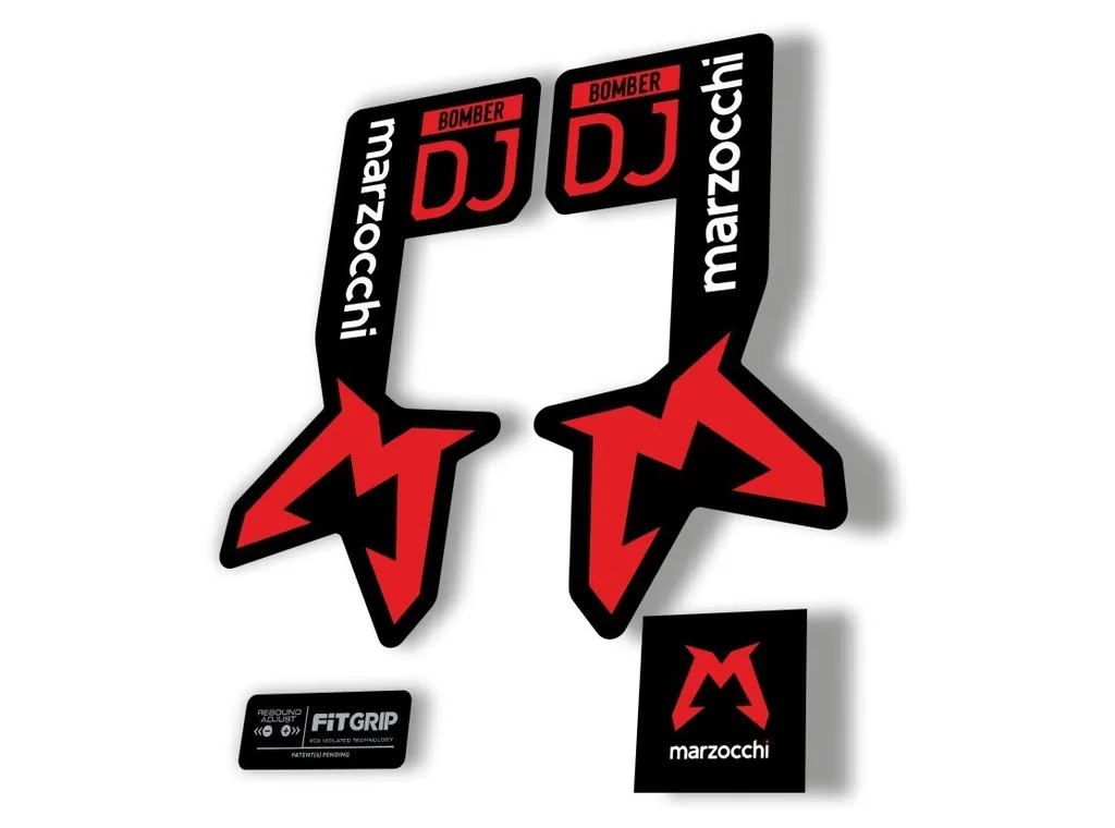 Marzocchi Bomber DJ 2025 Fork Suspension Sticker Decal Kit Adhesive Red