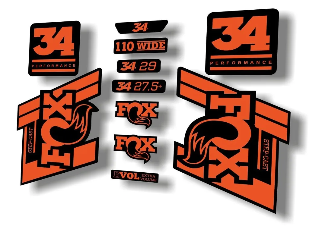 FOX 34 Step Cast SC 2020 Fork Suspension Factory Decal Sticker Set Orange
