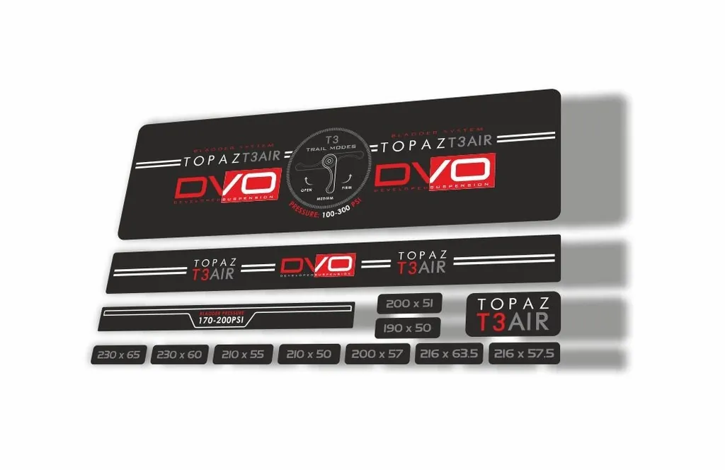 DVO 2016 Topaz T3 Air Rear Shock Suspension Sticker Factory Decal Adhesiv Red
