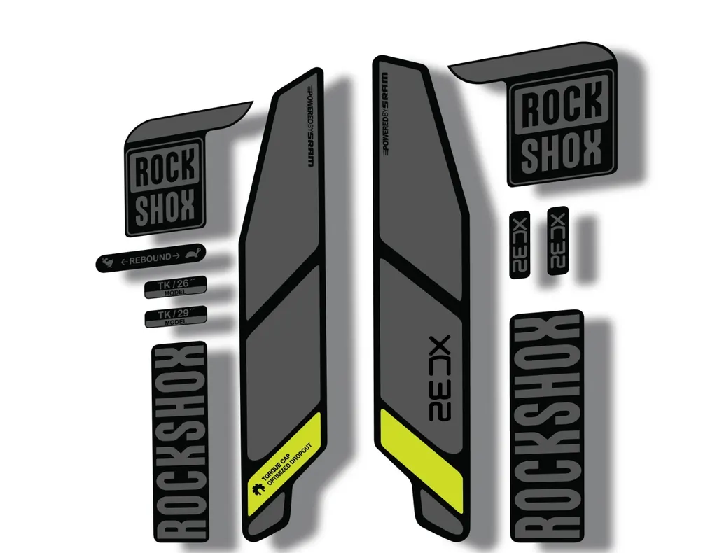 Rock Shox XC32 2014 Fork Decal Mountain Bike Cycling Sticker Adhesiv Gray Lime