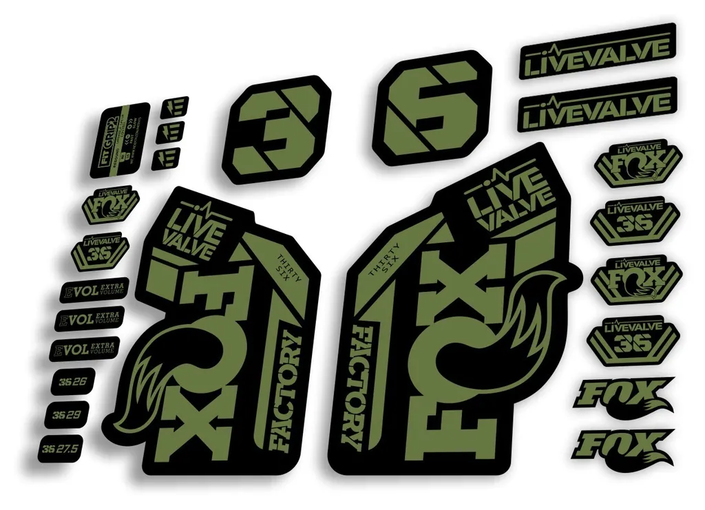 FOX 36 2022 Live Valve Forks Suspension Decal Sticker MTB Set Olive 24Pcs