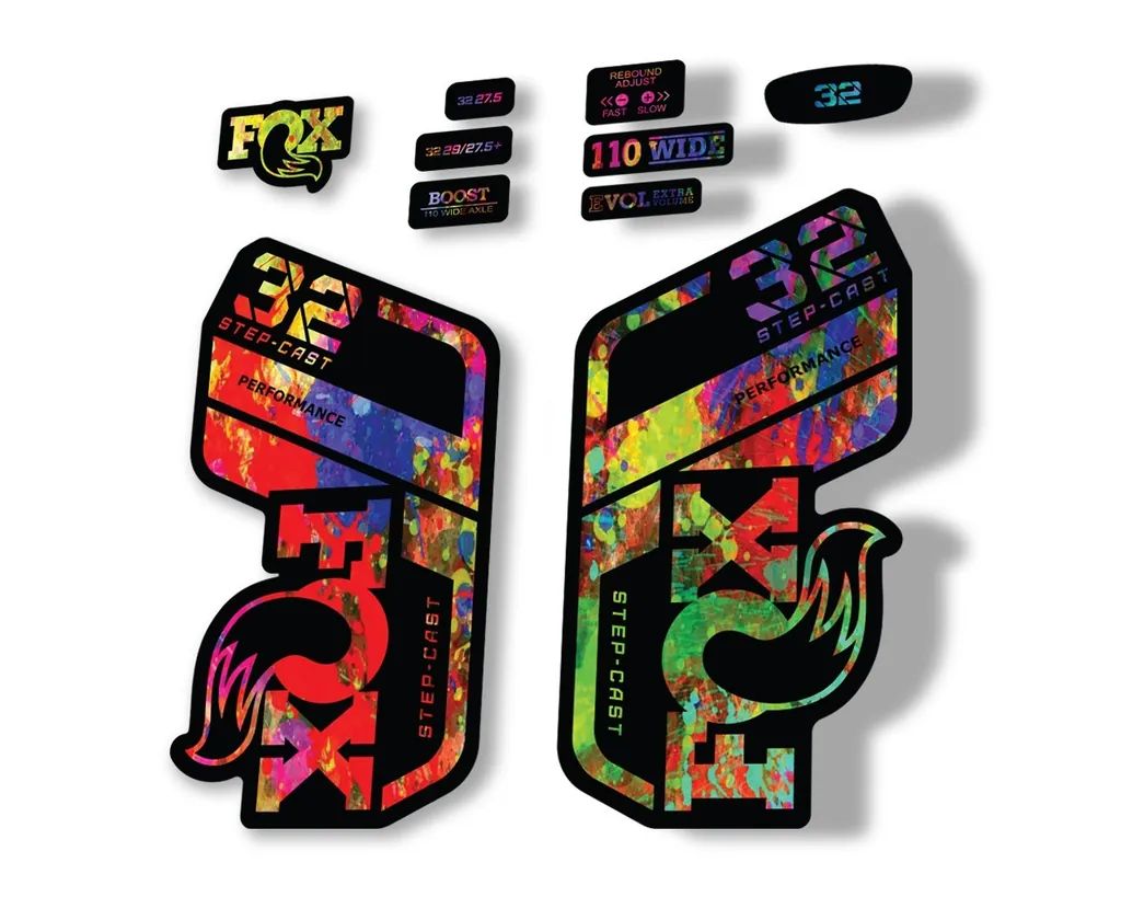 FOX 32 Step Cast Perf. 2021 Factory Fork Decals Suspension Sticker Oil Slick