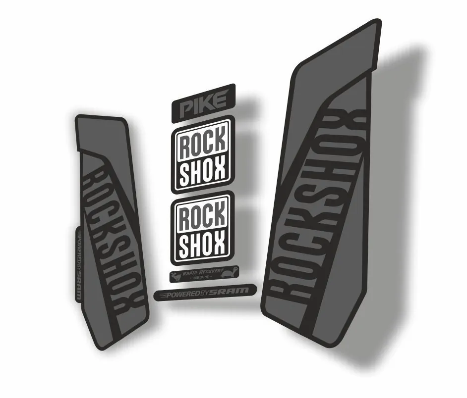 Rock Shox Pike 2016 Mountain Bike Cycling Decal Kit Sticker Adhesive Gray