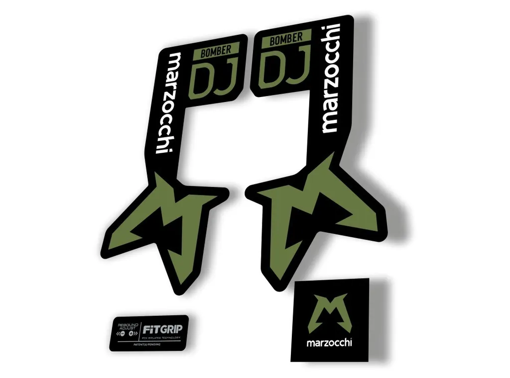 Marzocchi Bomber DJ 2025 Fork Suspension Sticker Decal Kit Adhesive Olive