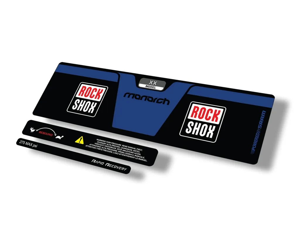 Rock Shox 2014 Monarch XX Rear Shock Decal Sticker Adhesive Set Dark Blue