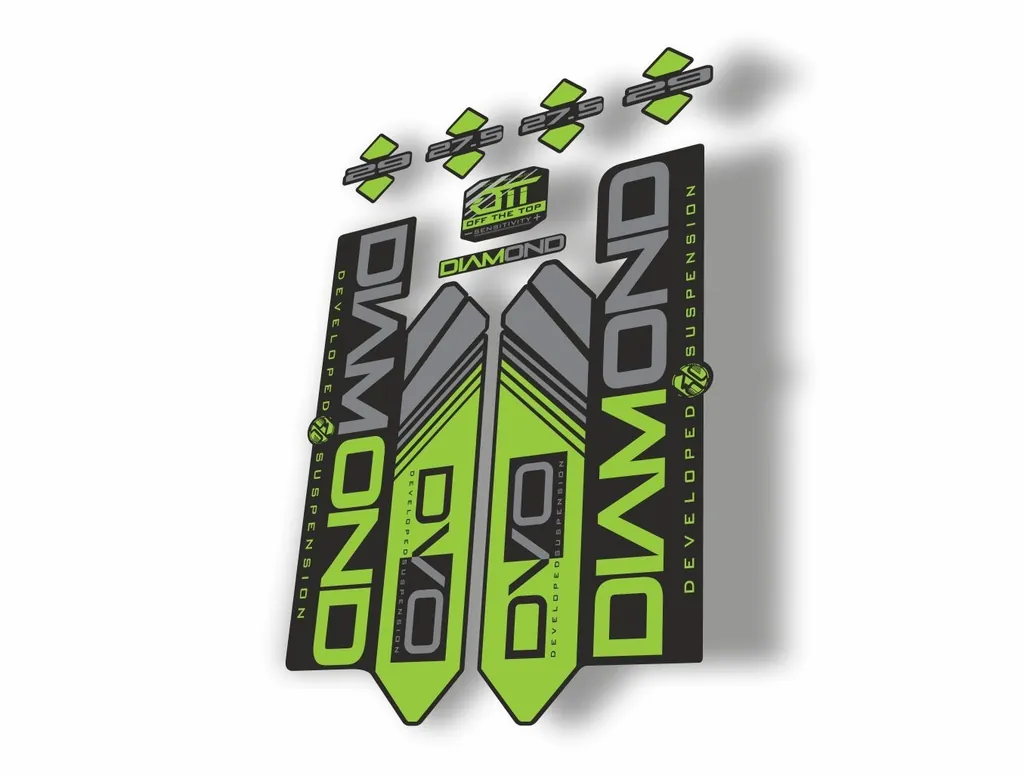 DVO 2016 Diamond 27.5 - 29 Fork Suspension Sticker Decal Kit Adhesive Green