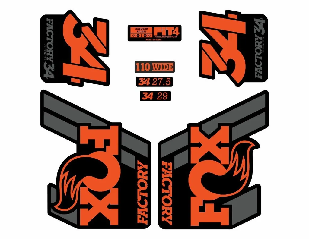 FOX 34 Float 2018-19 Forks Suspension Factory Decal Sticker Adhesive Orange Gray