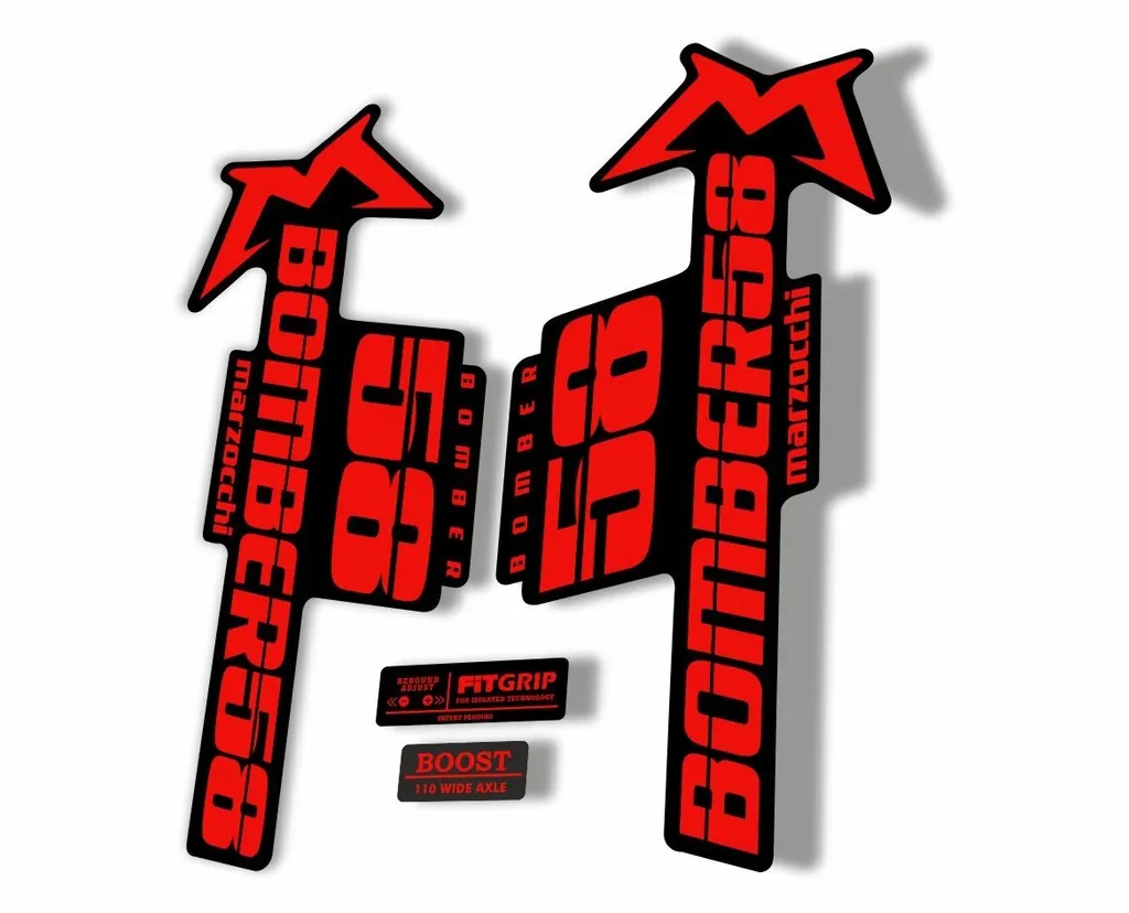 Marzocchi Bomber 58 2018 Fork Suspension Sticker Decal Kit Adhesive Red