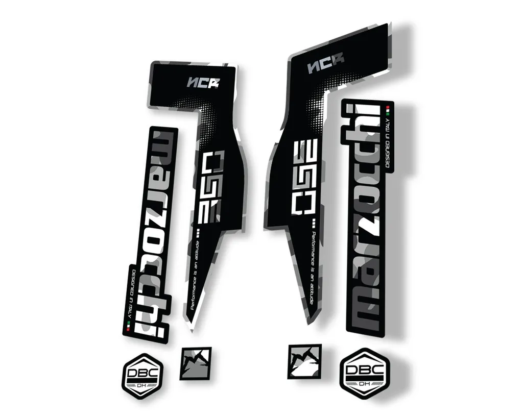 Marzocchi 350 NCR 2018 Fork Suspension Sticker Decal Adhesive Kit White Camo