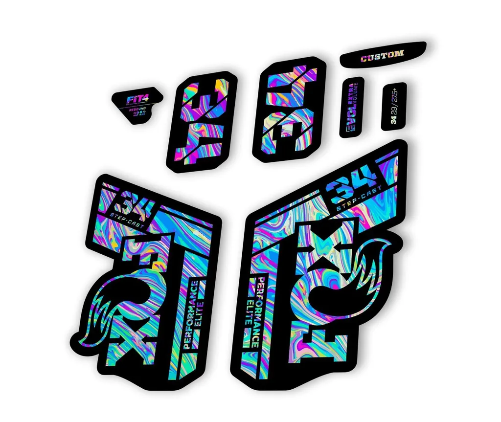 FOX 34 Step Cast Elite 2021 Factory Fork Decals Suspension Sticker Oil Slick 1