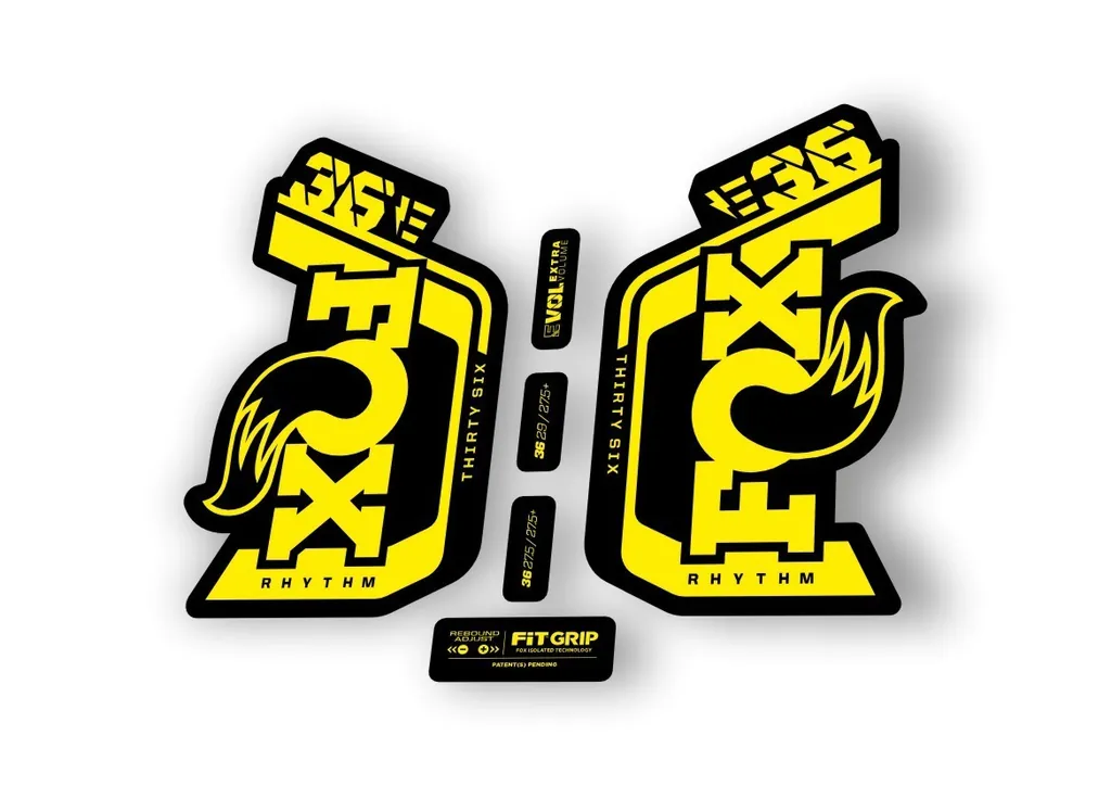 Fox 36 Rhythm E Bike 2024Fork Suspension Factory Decal Sticker Adhesive Yellow