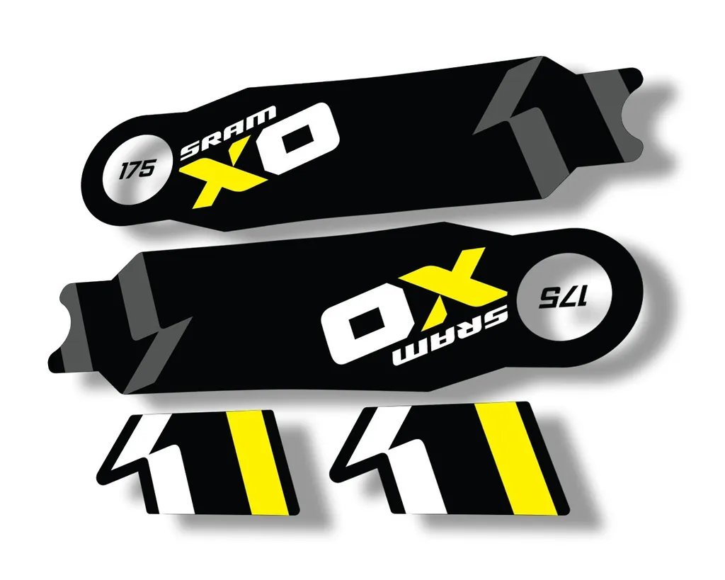Crank Set Stickers Decals MTB Sram X01 2014 Bicycle Adhesive 2Pcs Yellow