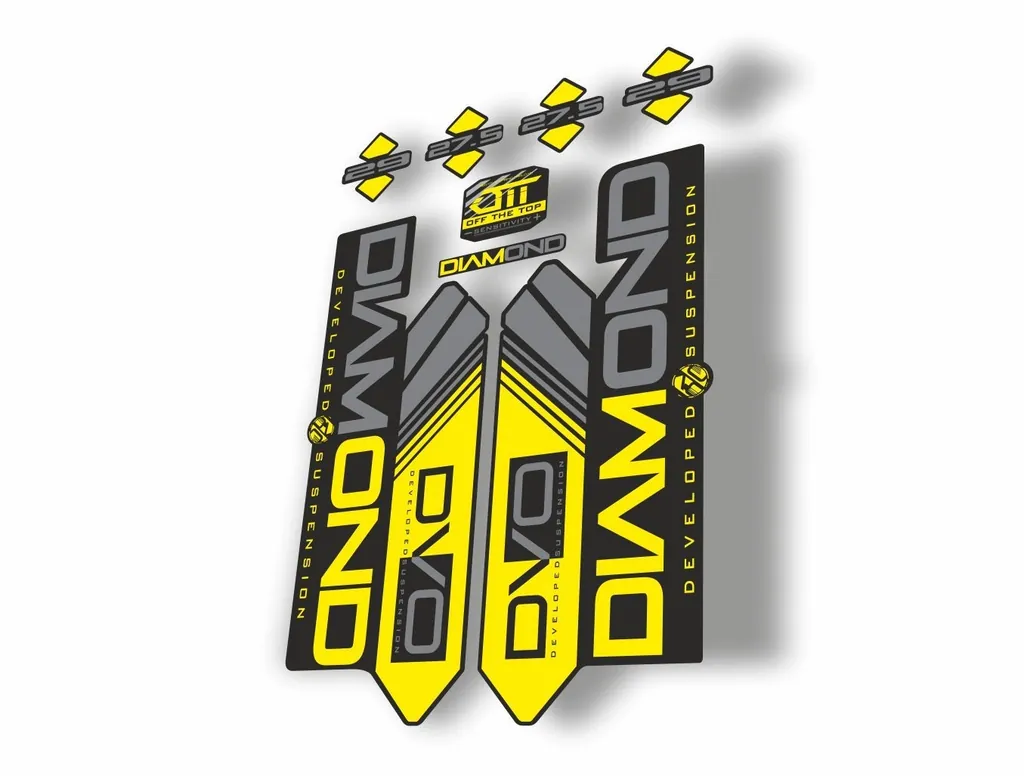 DVO 2016 Diamond 27.5 - 29 Fork Suspension Sticker Decal Kit Adhesive Yellow