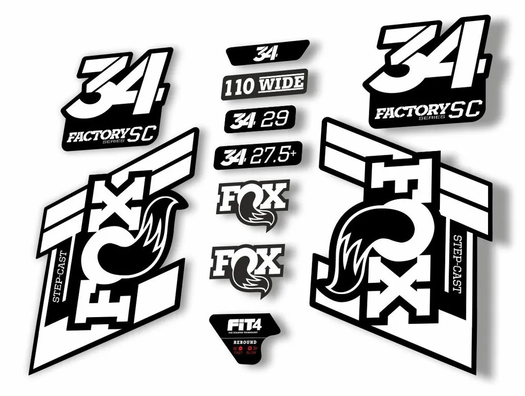 FOX 34 Step Cast SC 2019 Fork Suspension Factory Decal Stickers Adhesive White