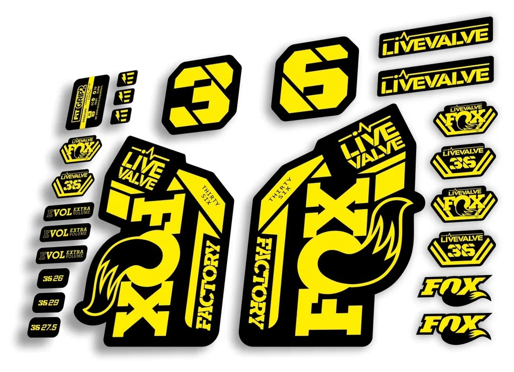 FOX 36 2022 Live Valve Forks Suspension Decal Sticker MTB Set Yellow 24Pcs