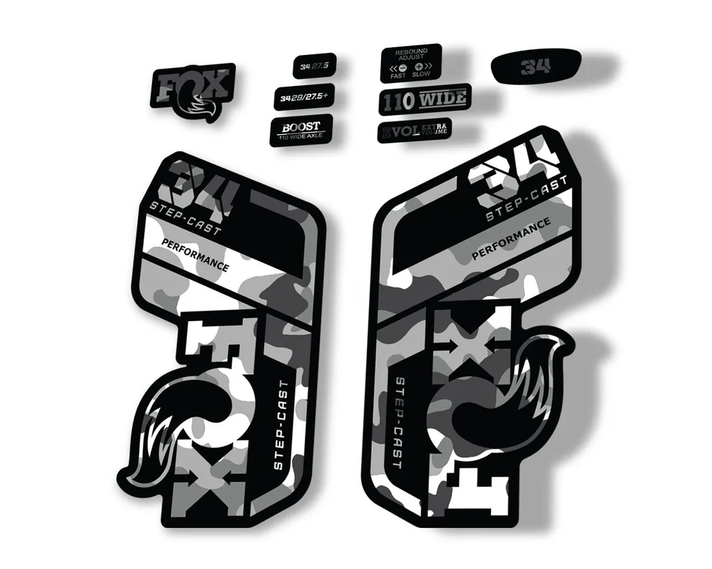 FOX 34 Performance SC 2021 Forks Suspension Factory Decal Sticker White Camo